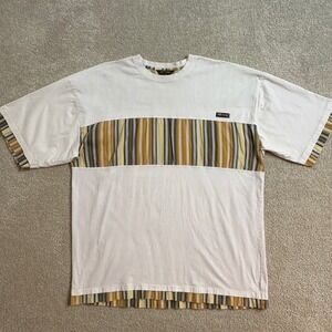Jackpot OX  Striped T-Shirt Short Sleeve Cotton‎ Blend Menswear 2XL Y2K Hip Hop